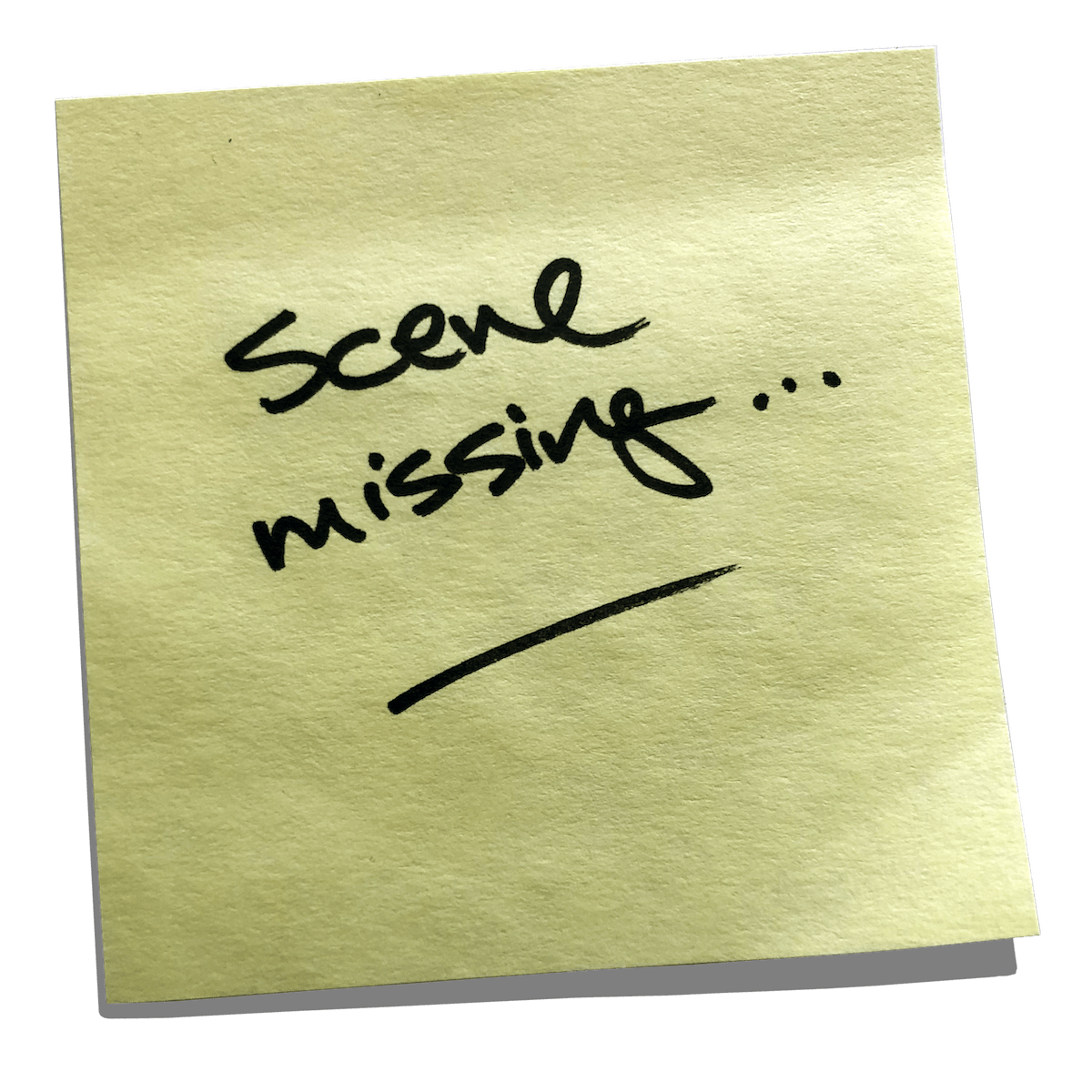 Notepad with the words "Scene Missing"